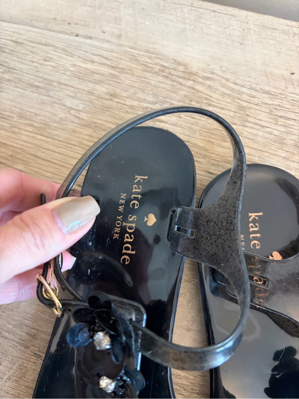 Kate Spade New York Tallula Jelly Thong Sandals Black Women's Size 8 Beach - Picture 5 of 11